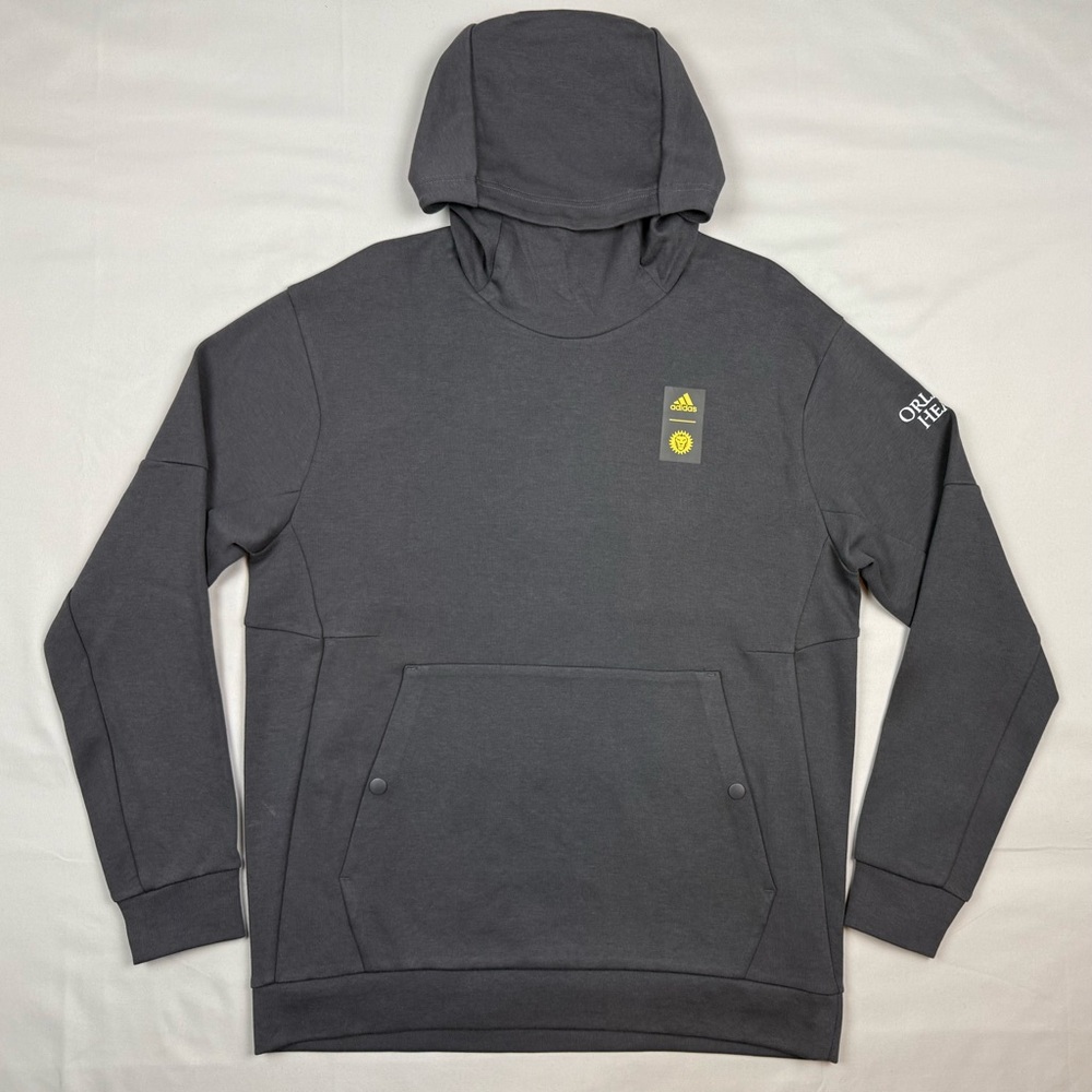Adidas Orlando City Mens Travel Hoodie Sweatshirt Sz Large Mock Neck Grey B5